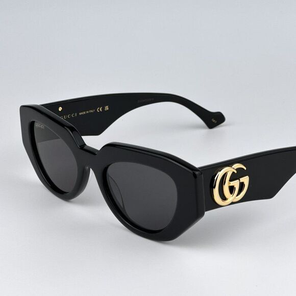 NEW Gucci GG1421S 001 Black Grey Cat Eye Women Sunglasses GG 1421S - Picture 10 of 14